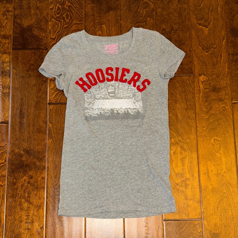 PINK Victoria's Secret Gray Hoosiers IU Indiana University T Shirt